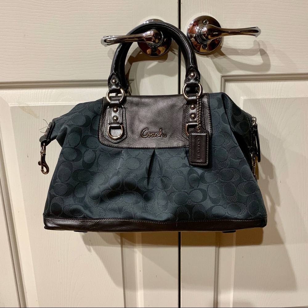Coach Steel Blue/Grey Fabric/Leather Bag